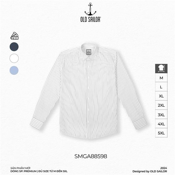  Áo Sơ Mi Nam Kẻ Sọc Vải Sợi Tre Old Sailor - SMGA88598 - Big Size Upto 5XL 