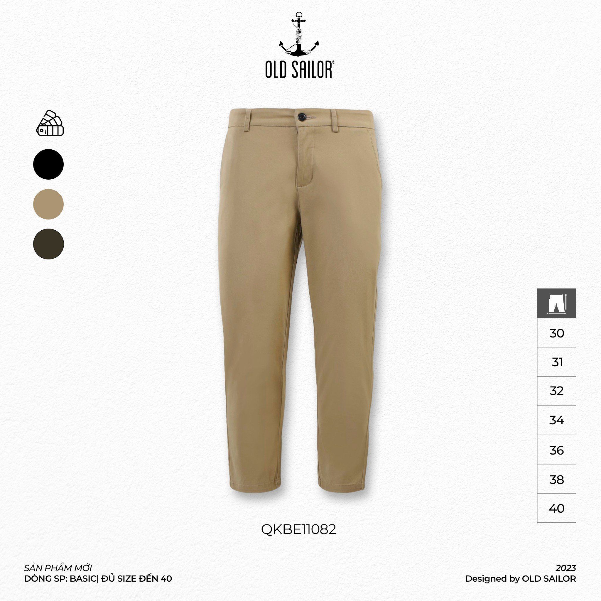  Quần Kaki Nam Basic Old Sailor - QKBE11082 - Big Size upto 40 