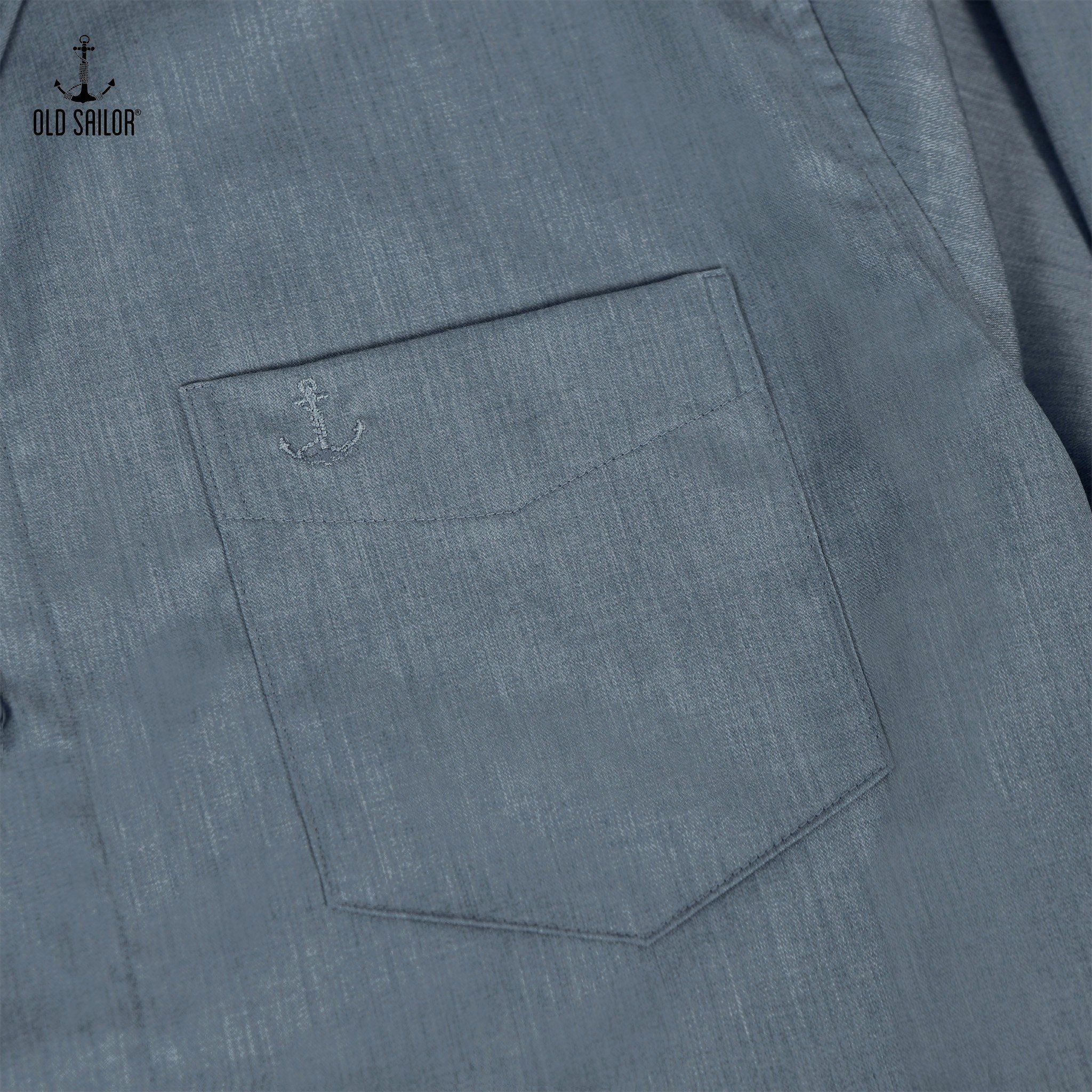  Sơ mi nam vải bamboo Old Sailor - O.S.L PREMIUM BAMBOO LONG SHIRT - GREY - SMXD88544 - xám đậm - Big size upto 5XL 