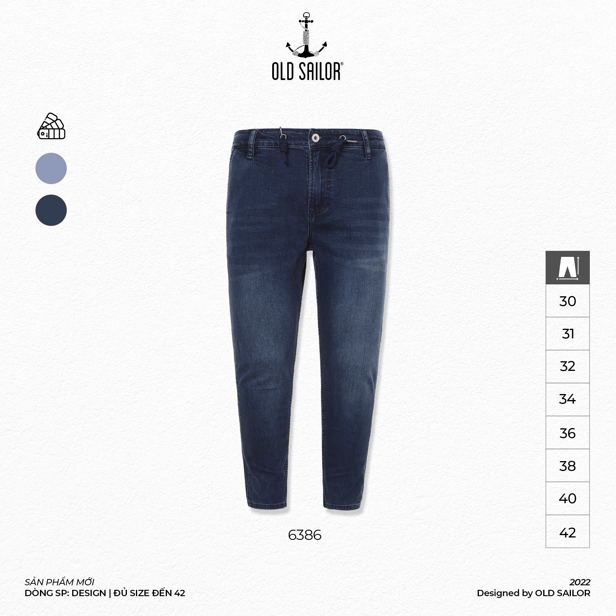  QuầnJean Form Carrot Dây Rút Old Sailor - 6386 - Big size upto 42 - 2023 