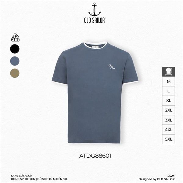  Áo Thun Nam Double Neck Old Sailor - ATDS88601 - Big Size Upto 5XL 