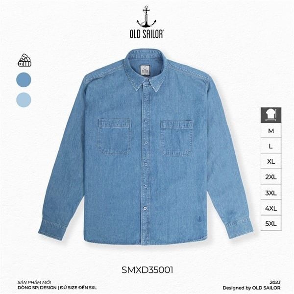  Áo sơ mi denim Old Sailor - SMXD35001 - xanh đậm - Big Size Upto 5XL - 2023 