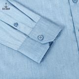  Sơ mi nam vải bamboo Old Sailor - O.S.L PREMIUM BAMBOO LONG SHIRT - BLUE - SMXA88544 - xanh - Big size upto 5XL 