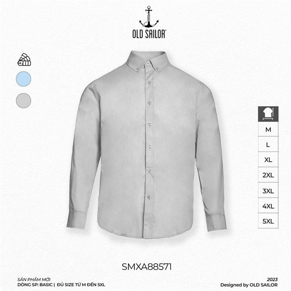  Áo sơ mi samray Old Sailor - Grey - SMXA 88571 - xám - Big Size Upto 5XL 