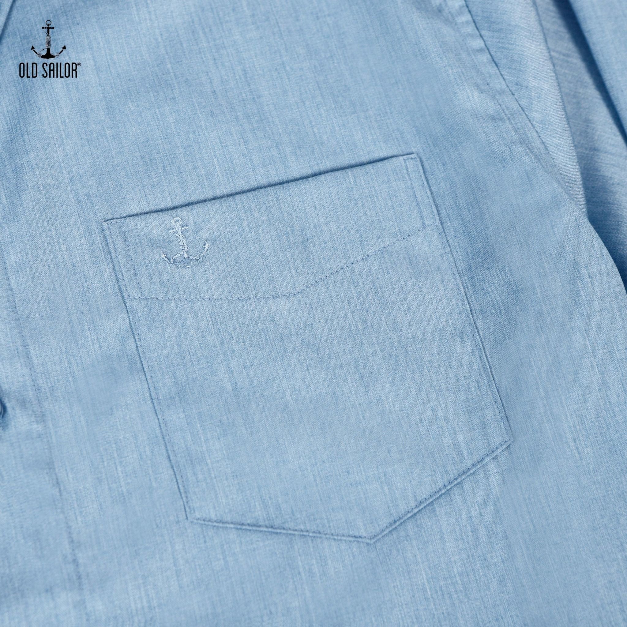  Sơ mi nam vải bamboo Old Sailor - O.S.L PREMIUM BAMBOO LONG SHIRT - BLUE - SMXA88544 - xanh - Big size upto 5XL 