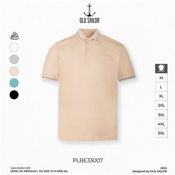  Áo polo vải tính năng aero cool Old Sailor - Beige - PLBE33007 - be - Big Size Upto 5XL 