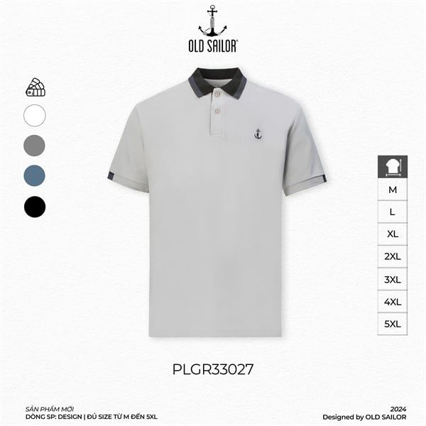  Áo Polo Nam Embroidery Old Sailor - PLGR33027 - Big Size Upto 5XL - 2025 