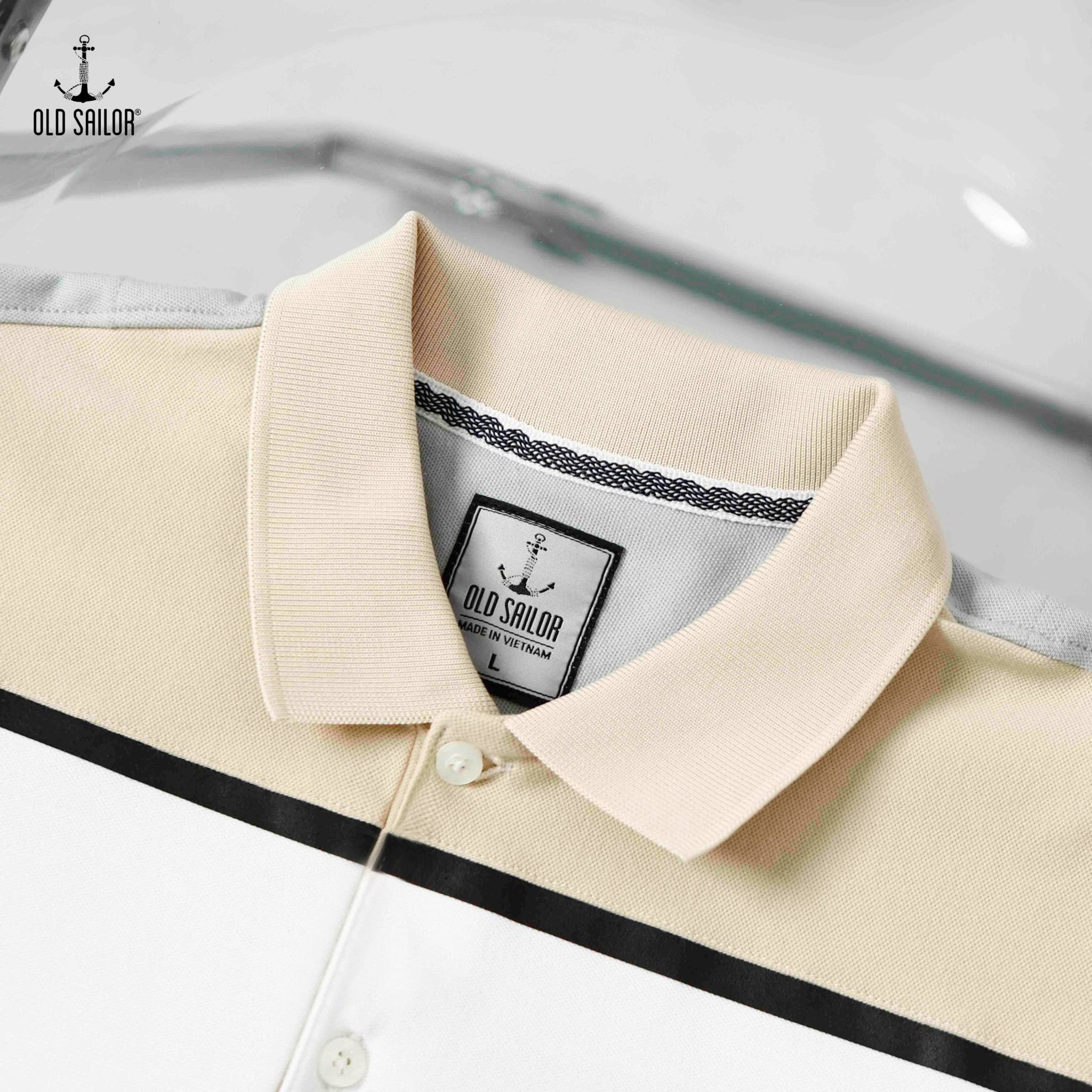  Áo polo nam phối màu Old Sailor - O.S.L COLOR BLOCK LINE POLO - SEAFOAM - 88540 - xanh vỏ đậu - Big size upto 5XL 