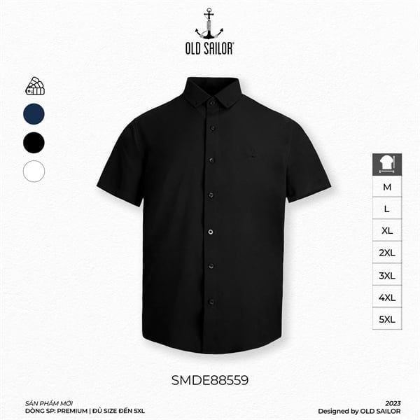  Áo sơ mi vải nano Old Sailor - Black - SMDE88559 - đen - Big Size Upto 5XL 