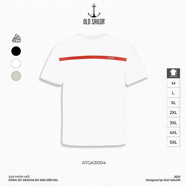  Áo thun nam họa tiết Old Sailor - O.S.L RED LINE TEE - WHITE - ATGA31004 - Big size upto 5XL 