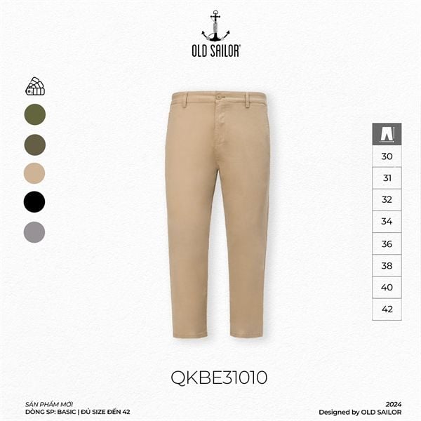  Quần Kaki Nam Form Slim-Fit Old Sailor - QKBE31010 - Big size upto 42  - 2024 