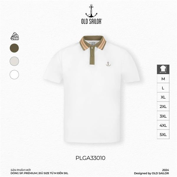  Áo polo mix Old Sailor - PLGA33010 - trắng - Big size upto 5XL 