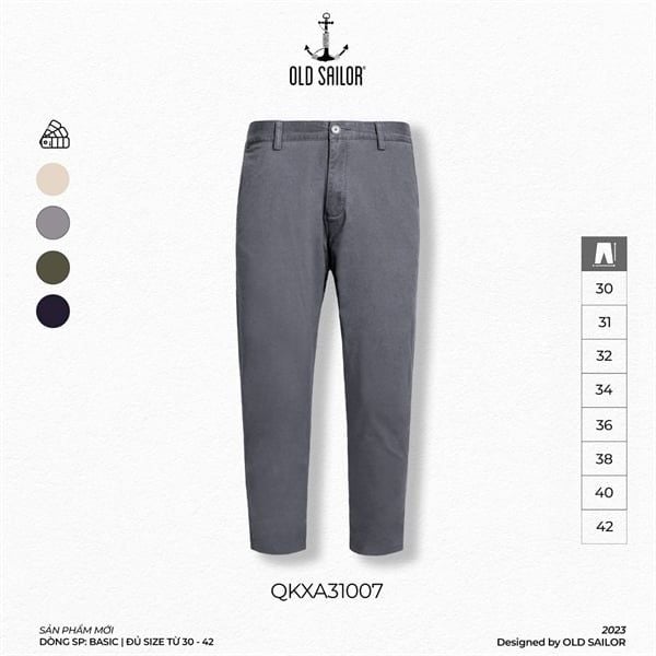  Quần Kaki Nam Basic Form slim-fit Old Sailor - QKXA31007 - Big size upto 42 