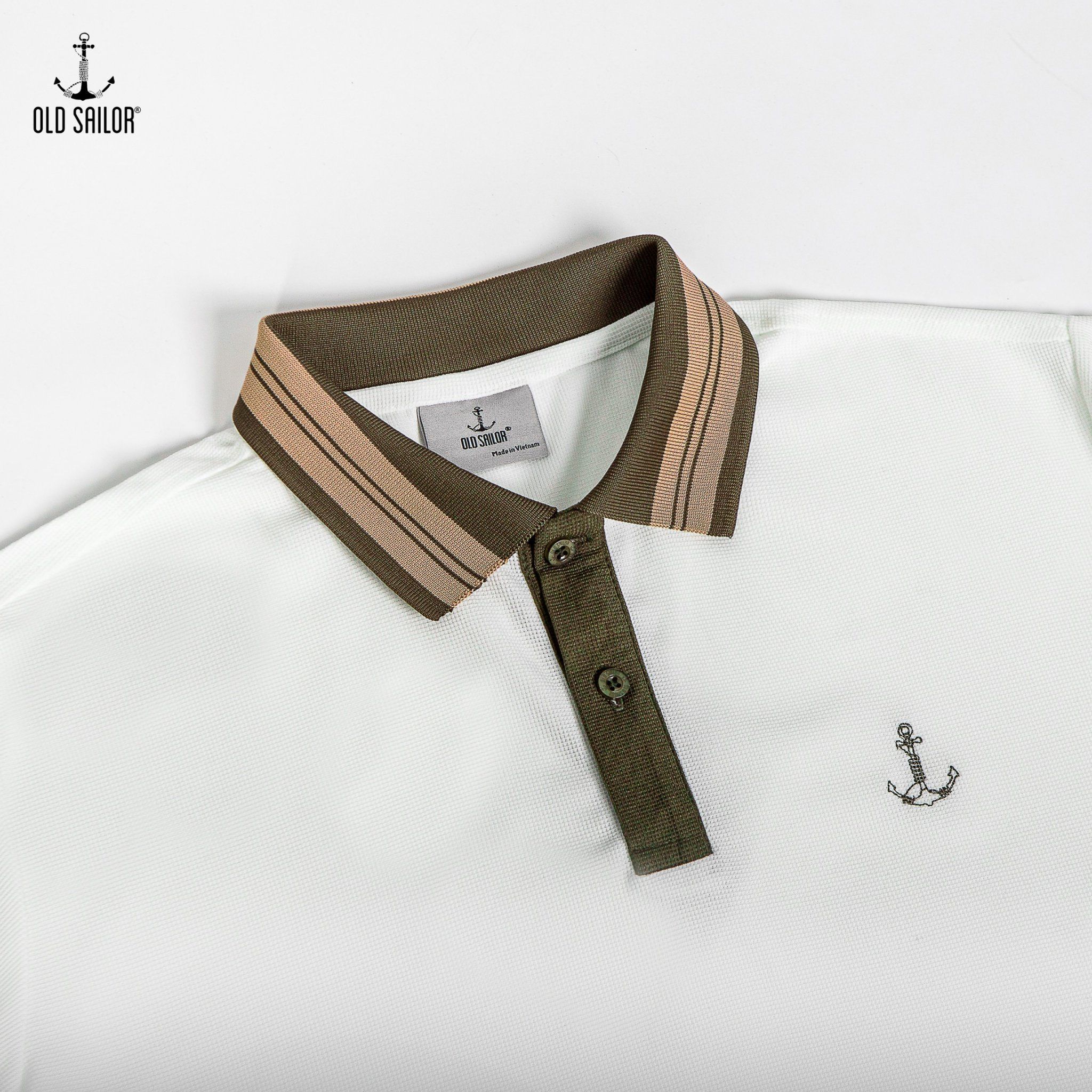  Áo polo mix Old Sailor - PLGA33010 - trắng - Big size upto 5XL 