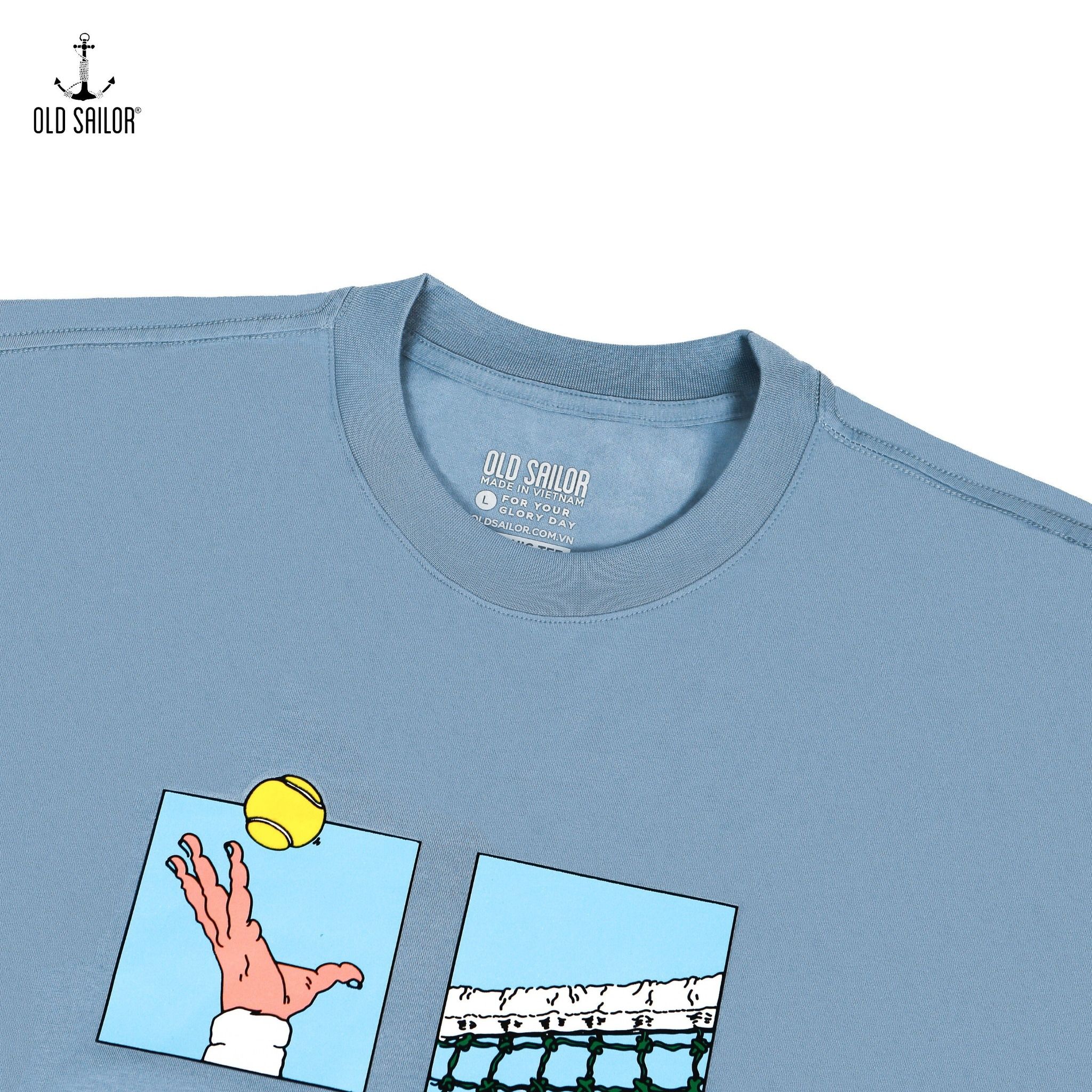  Áo thun nam họa tiết Old Sailor - O.S.L TENNIS TEE - FADED BLUE - ATXA88553 - Big size upto 5XL - 2023 