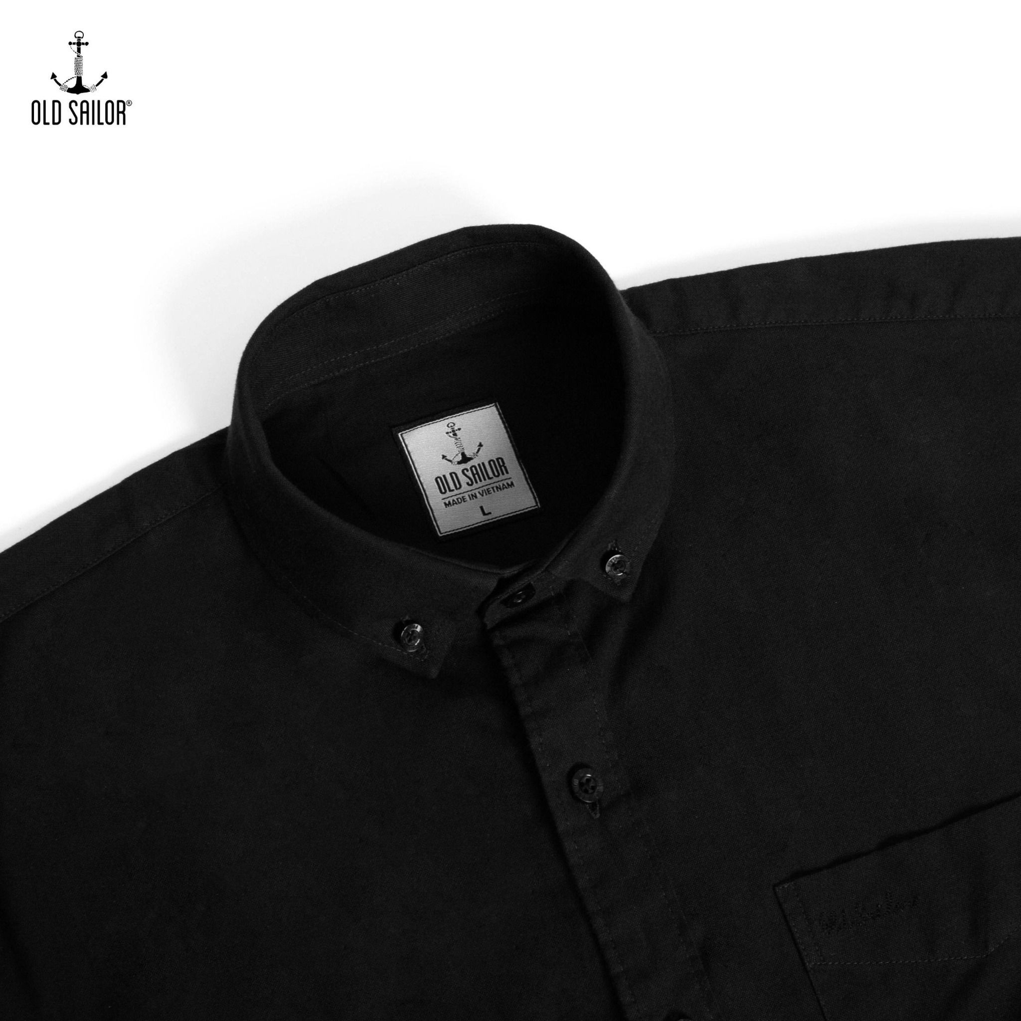  Áo sơ mi oxford nam tay dài Old Sailor - OSL LONG SLEEVE OXFORD SHIRT - BLACK - SMDE88555 - Big size upto 5XL - 2023 