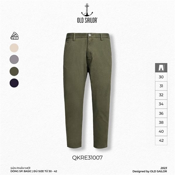  Quần Kaki Nam Basic Form Slim-fit Old Sailor - QKRE31007 - Big size upto 42 