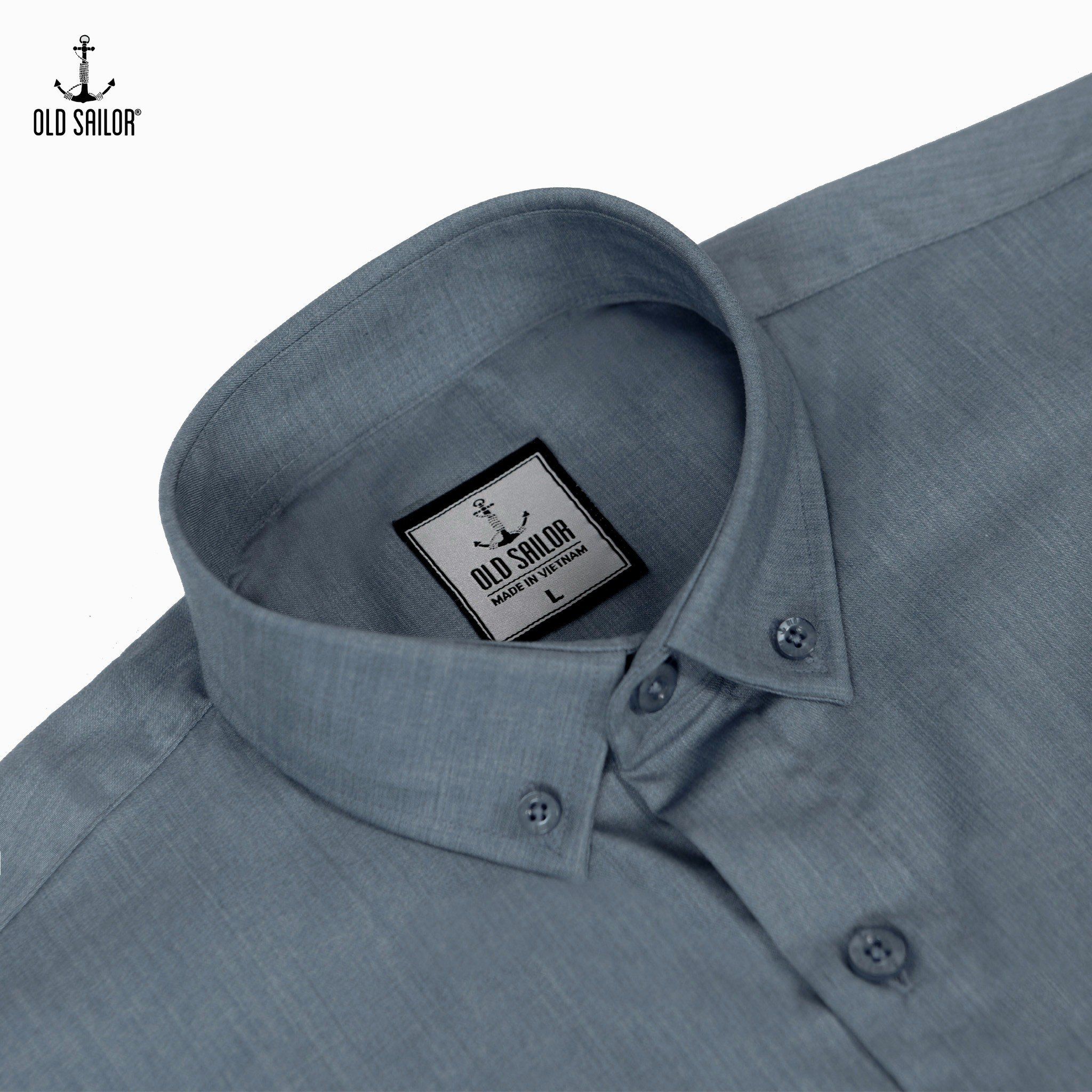  Sơ mi nam vải bamboo Old Sailor - O.S.L PREMIUM BAMBOO LONG SHIRT - GREY - SMXD88544 - xám đậm - Big size upto 5XL 