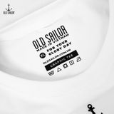  Áo thun phối viền nam Old Sailor - O.S.L TEXT LINE TEE - WHITE - ATGA99006 - trắng - Big size upto 5XL 