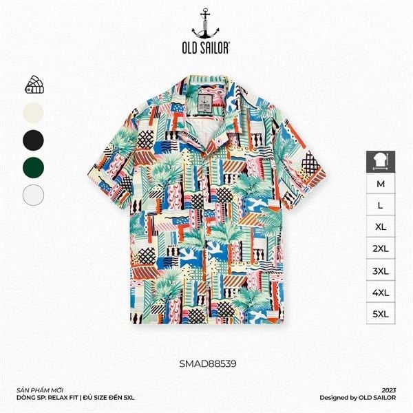 Áo sơ mi nam họa tiết Old Sailor - O.S.L COBAN SHIRTS - SMAD88539 - Big size upto 5XL 