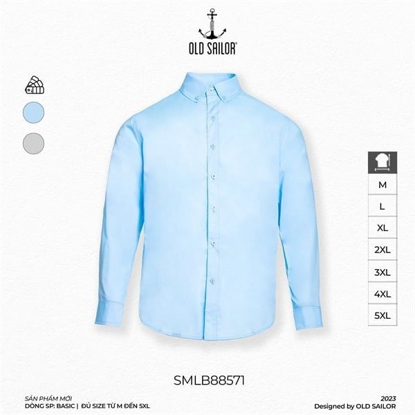  Áo sơ mi samray Old Sailor - Blue - SMLB88571 - xanh - Big Size Upto 5XL 