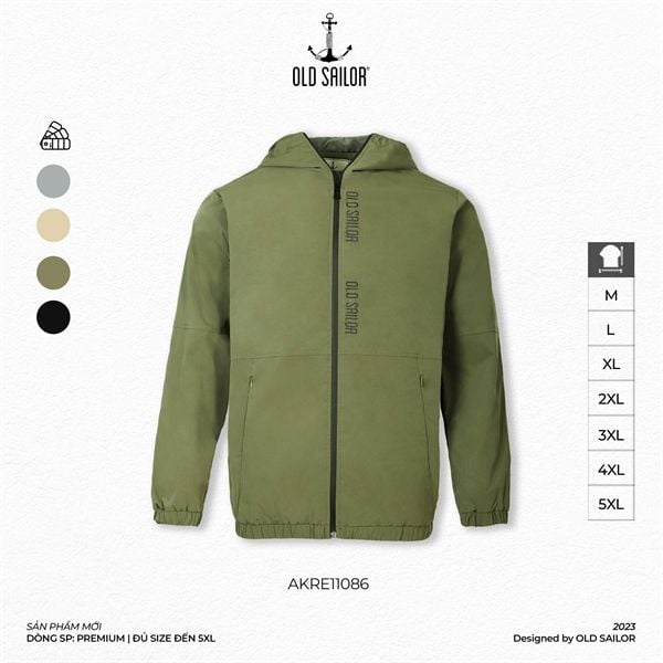  Áo Khoác Dù Wind Breaker Old Sailor - AKRE 11086 - Big size upto 5XL - 2023 