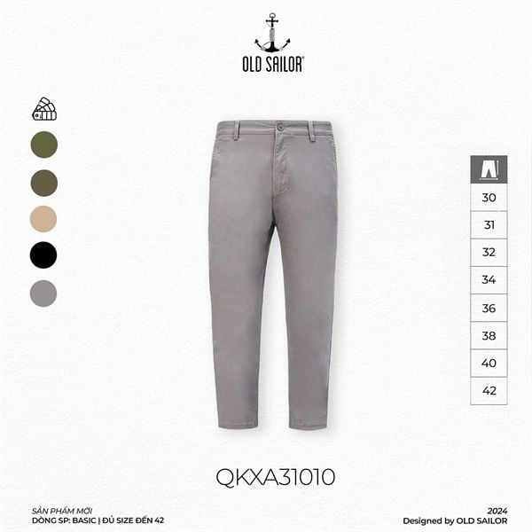  Quần Kaki Nam Form Slim-Fit Old Sailor - QKXA31010 - Big size upto 42 