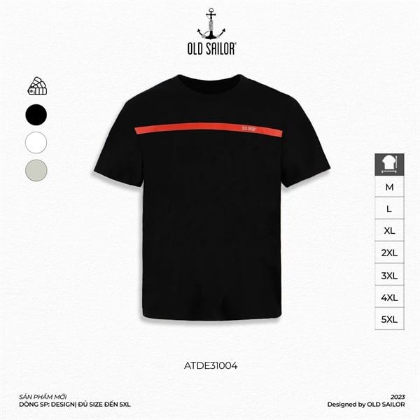  Áo thun nam họa tiết Old Sailor - O.S.L RED LINE TEE - BLACK - ATDE31004 - Big size upto 5XL 