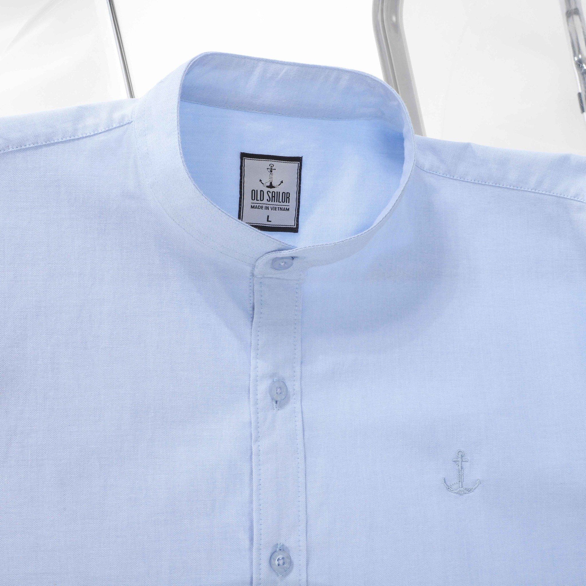  Áo sơ mi cổ trụ nam tay dài Old Sailor - OSL LONG SLEEVE OXFORD SHIRT - BLUE - SMLB88520 - xanh - Big size upto 5XL 