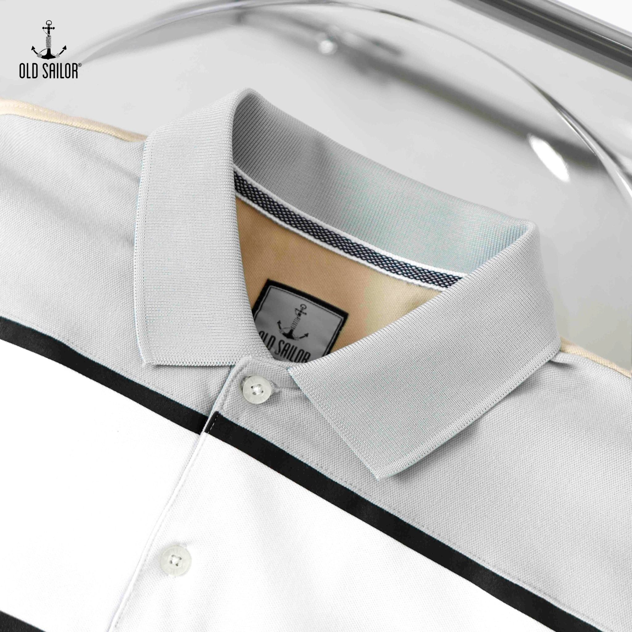  Áo polo nam phối màu Old Sailor - O.S.L COLOR BLOCK LINE POLO - BEIGE - PLBE 88540 - be - Big size upto 5XL - 2023 
