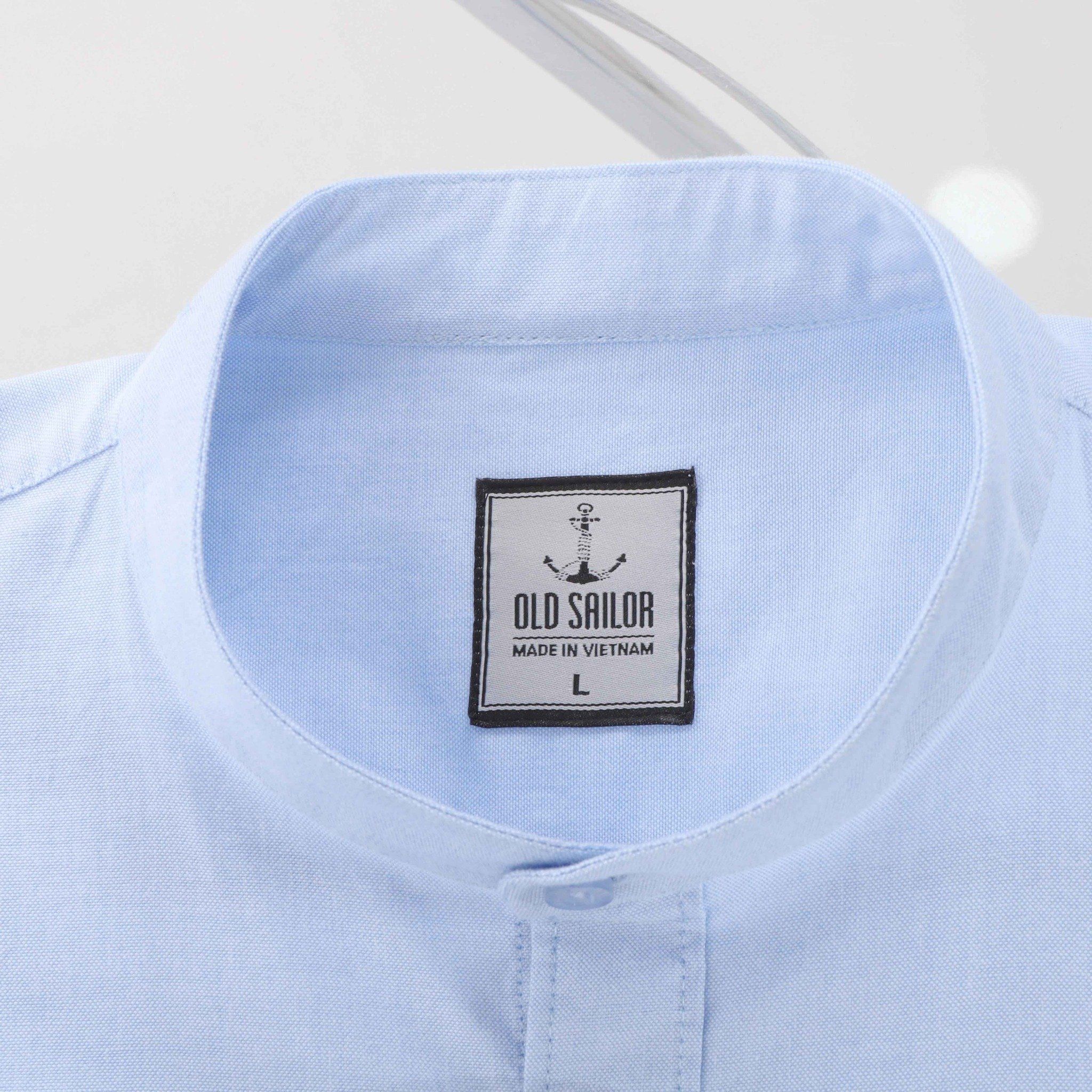  Áo sơ mi cổ trụ nam tay dài Old Sailor - OSL LONG SLEEVE OXFORD SHIRT - BLUE - SMLB88520 - xanh - Big size upto 5XL 