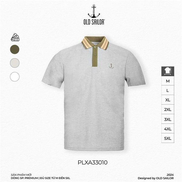  Áo polo mix Old Sailor - PLXA33010 - xám - Big size upto 5XL 