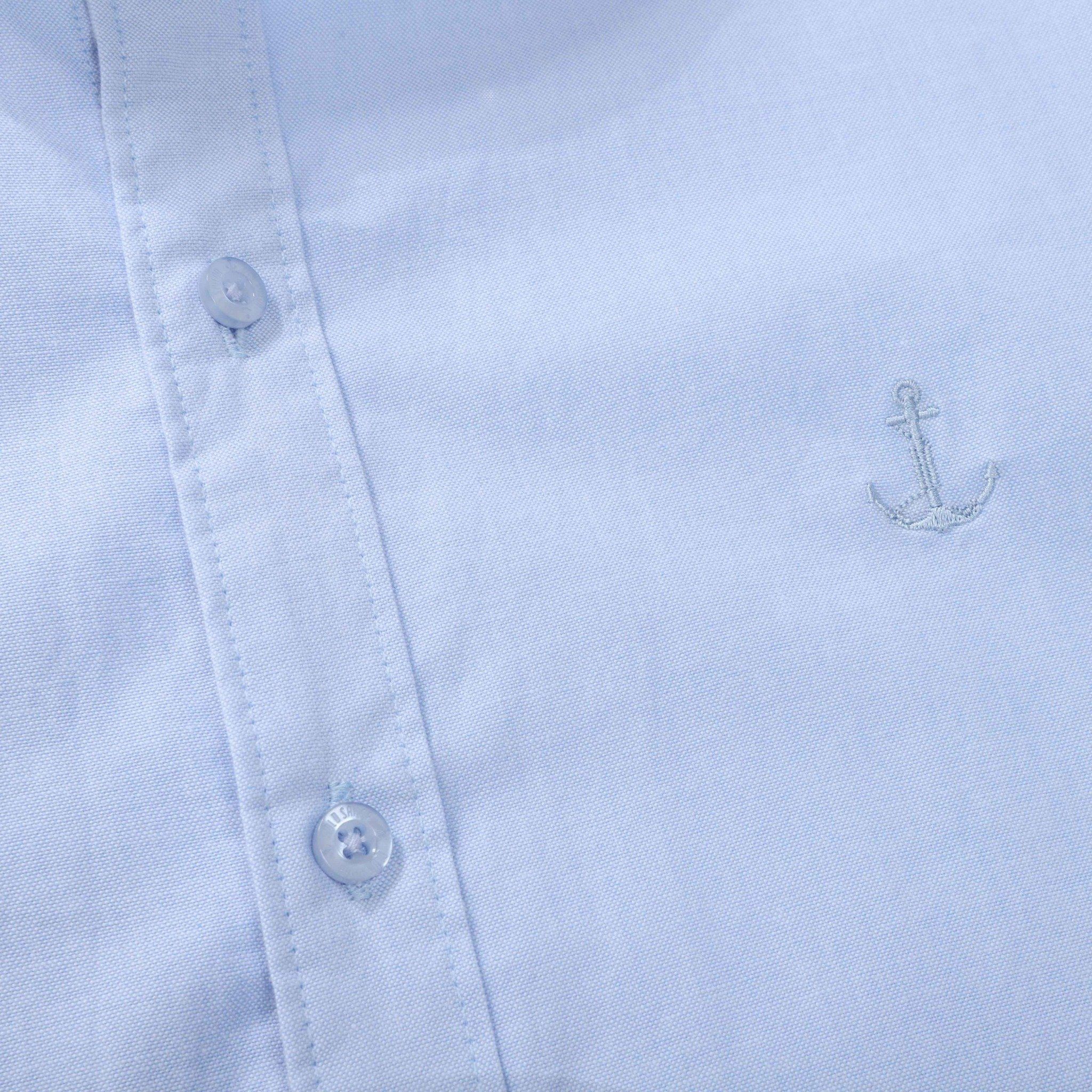  Áo sơ mi cổ trụ nam tay dài Old Sailor - OSL LONG SLEEVE OXFORD SHIRT - BLUE - SMLB88520 - xanh - Big size upto 5XL 