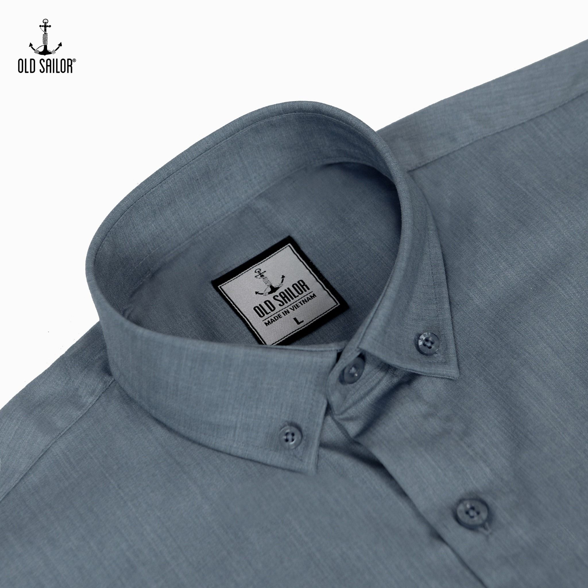  Áo sơ mi nam vải bamboo Old Sailor - O.S.L PREMIUM BAMBOO SHIRT - GREY - SMXD88545 - Big size upto 5XL 