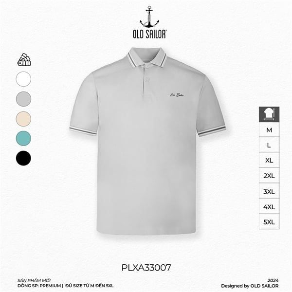  Áo polo vải tính năng aero cool Old Sailor - Grey - PLXA33007 - xám - Big Size Upto 5XL 