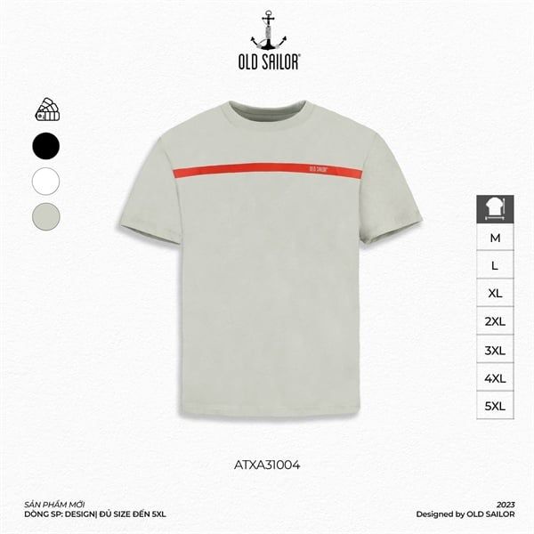  Áo thun nam họa tiết Old Sailor - O.S.L RED LINE TEE - GREY - ATXA31004 - Big size upto 5XL - 2023 