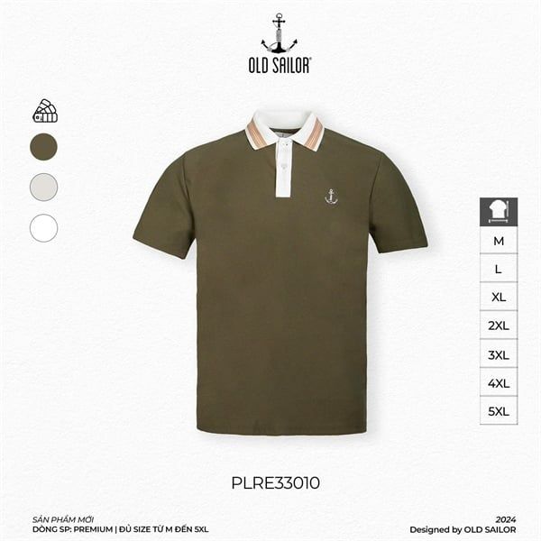  Áo polo mix Old Sailor - PLRE33010 - rêu - Big size upto 5XL 
