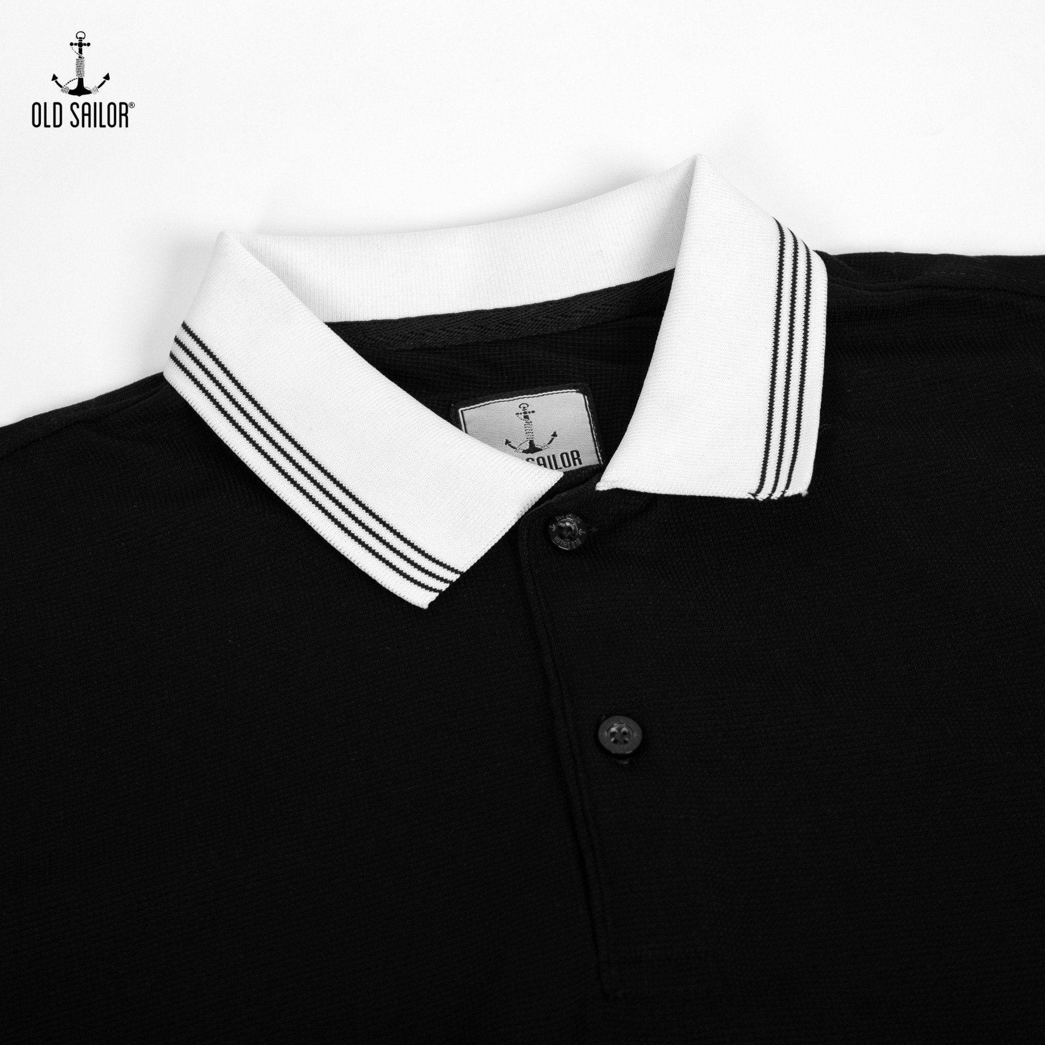  Áo polo phối cổ Old Sailor - Black - PLDE88563 - đen - Big size upto 5XL 