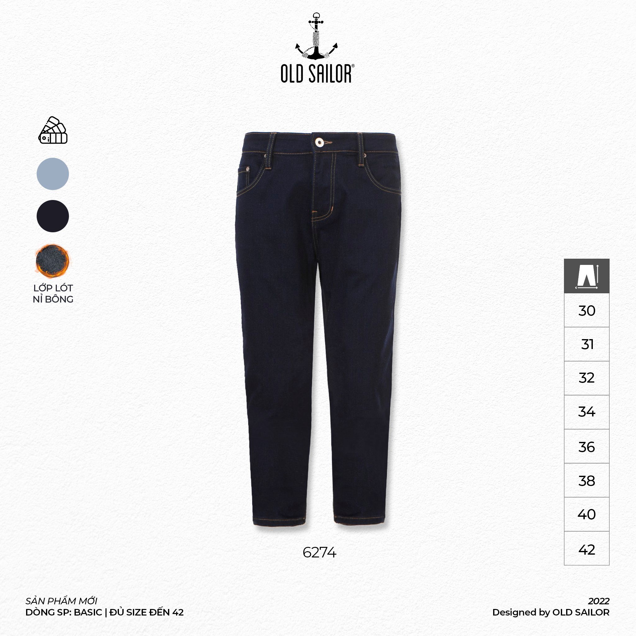 Quần Jean Nam Winter Lót Bông Old Sailor - 6274 - Big size upto 42 - KM50 
