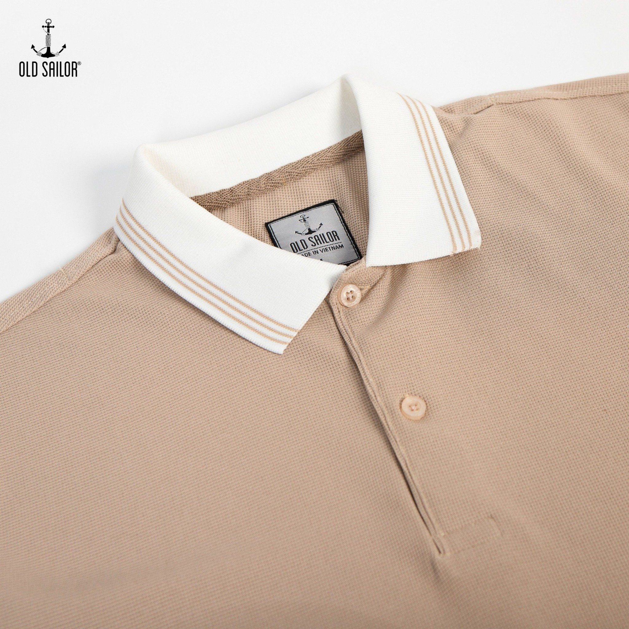  Áo polo phối cổ Old Sailor - Beige - PLBE88563 - be - Big size upto 5XL 