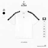  Áo thun phối viền nam Old Sailor - O.S.L TEXT LINE TEE - WHITE - ATGA99006 - trắng - Big size upto 5XL 