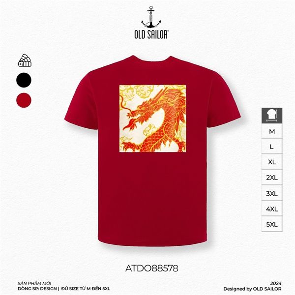  Áo thun in họa tiết Dragon Old Sailor - ATDO88578 - đỏ - Big Size Upto 5XL 