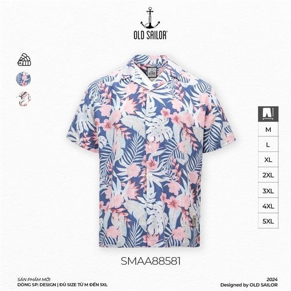  Áo sơ mi linen họa tiết Old Sailor - SMAA88581 - Big size upto 5XL 
