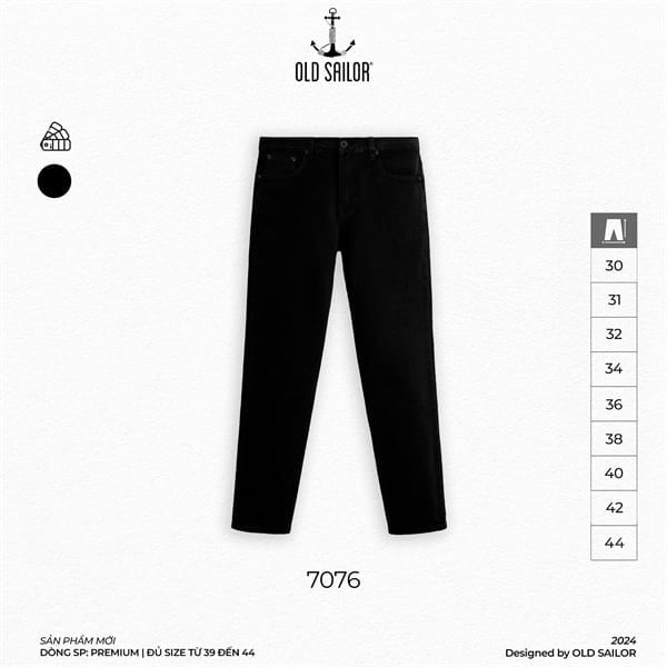  Quần Jeans Deep Black Form Slimfit Old Sailor - 7076 - Big size upto 44 