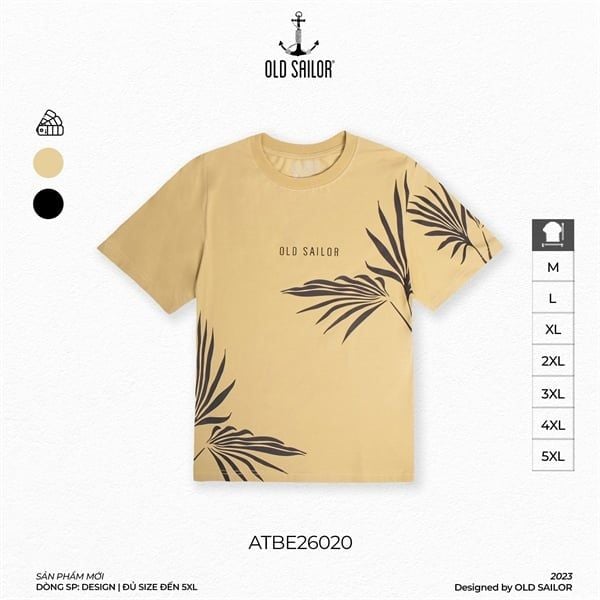  Áo thun họa tiết Palm Old Sailor - Beige - ATBE26020 - be - Big Size Upto 5XL 