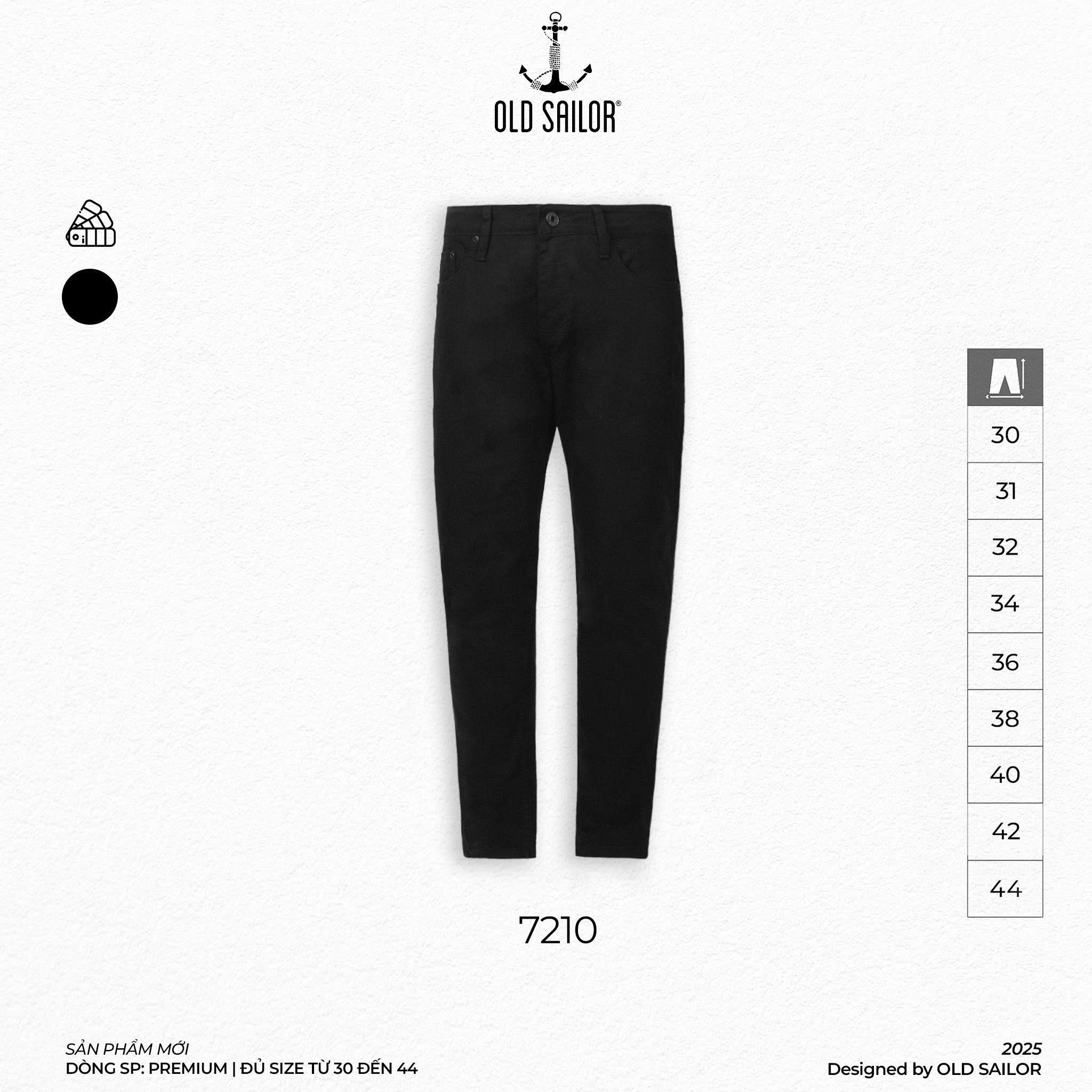  Quần Jean Nam Deep Black - Form Carrot Old Sailor - 7210 - Big size upto 44 