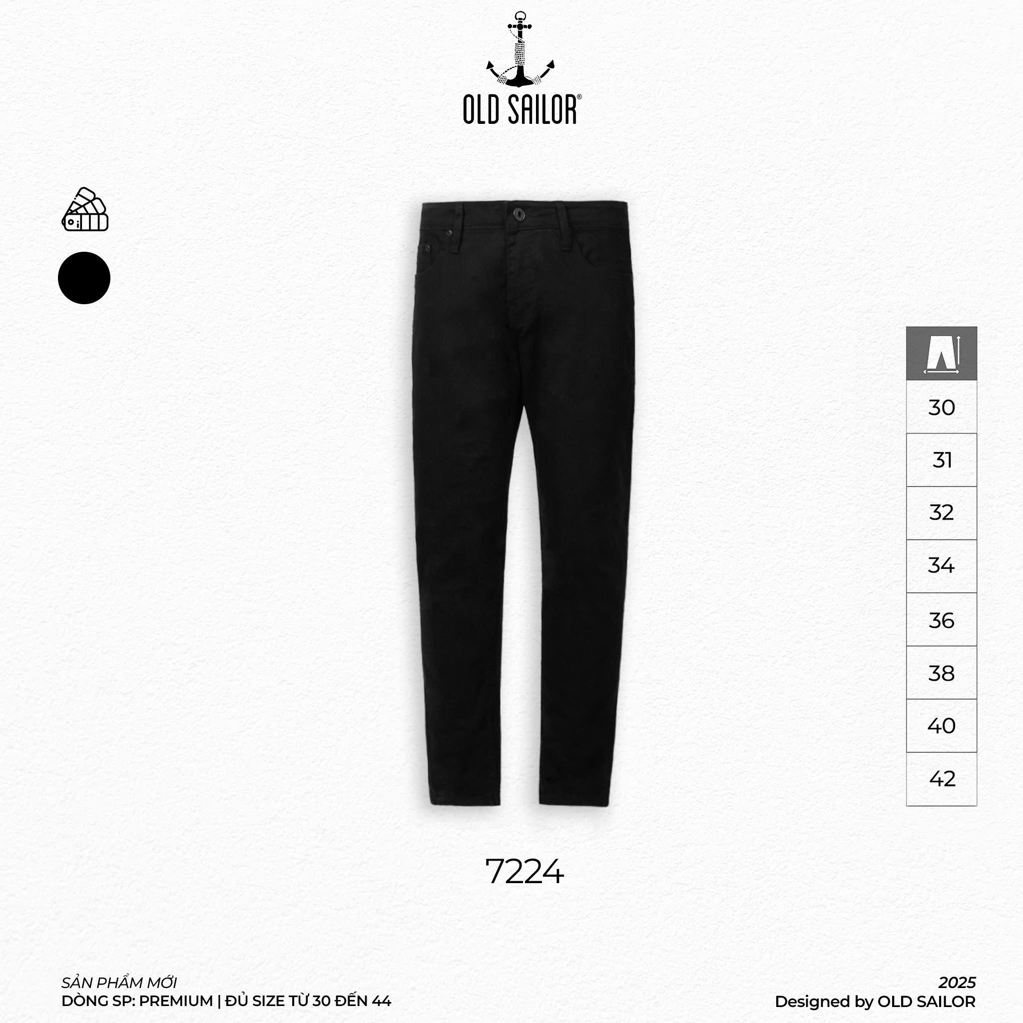  Quần Jean Nam Premium Jeans Deep-Black Old Sailor - 7224 - Big size upto 44 
