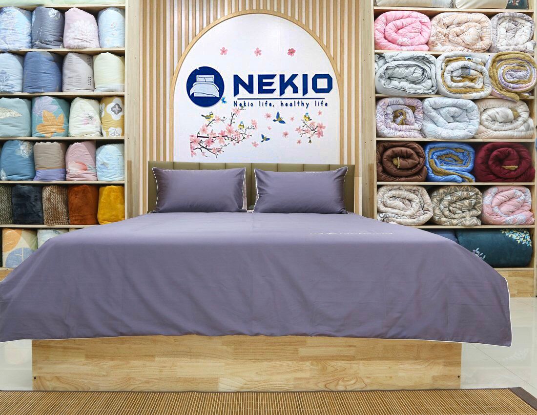 Bộ Chăn Ga Cotton USA Nekio Tím 