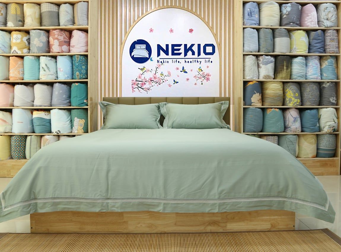  Bộ Chăn Ga Cotton USA Nekio Xanh Đá 