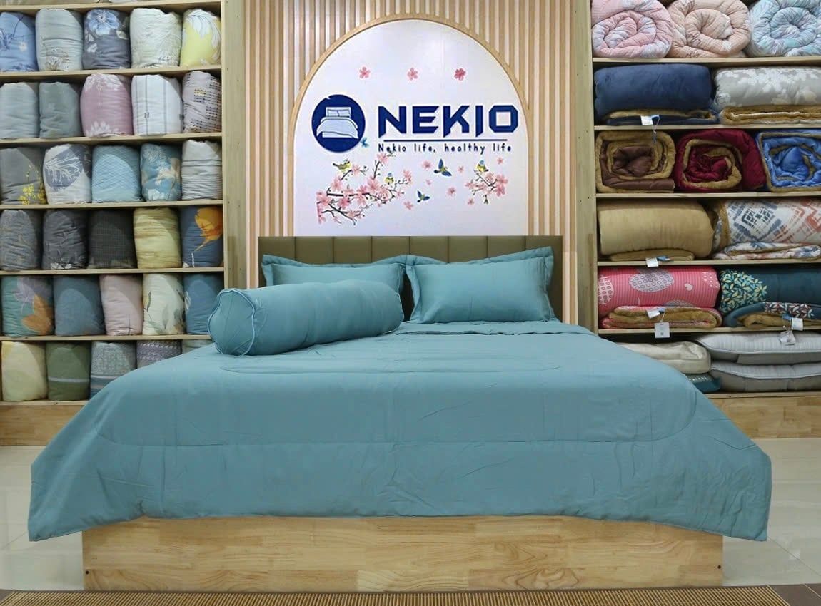  Bộ chăn ga lụa Tencel Nekio Xanh 